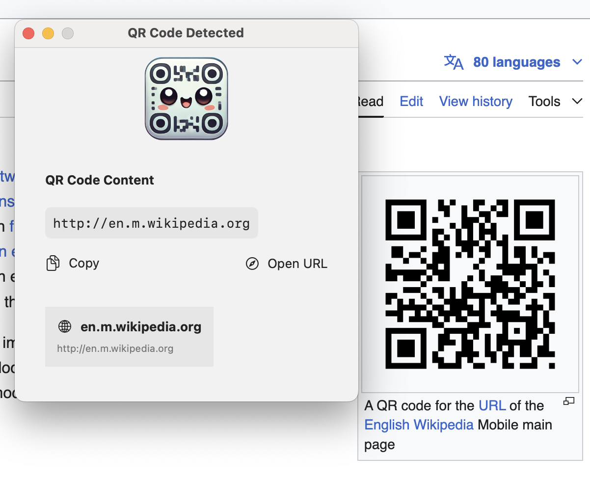 QR Screen Scanner in action